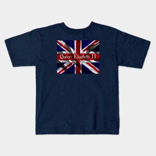 Queen Elizabeth II Union Jack Flag Kids T-Shirt